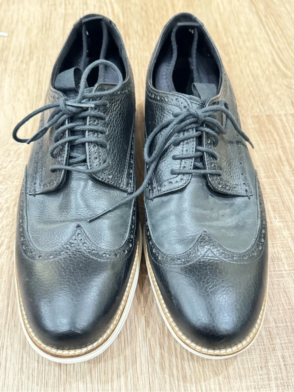 Cole Haan Original Grand Wingtip Oxford Black Leather Shoes Men’s 10.5M